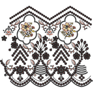Ornate Floral Arch Beaded Scalloped Lace Embroidery Border Design
