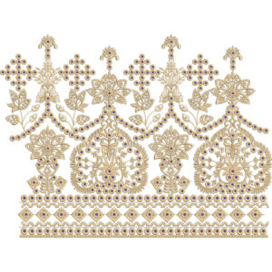 Ornate Floral Medallion Beaded Lace Embroidery Border Design