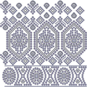 Geometric Hexagon and Circular Medallion Lace Embroidery Border Design