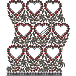 Romantic Heart Motif Floral Lace Embroidery Border Design