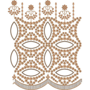 Beaded Circular Lattice with Almond Cutwork Lace Embroidery Design