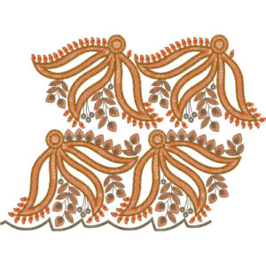 Flowing Paisley Leaf Scalloped Lace Embroidery Border Design