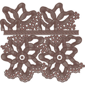 Layered Floral Cutwork Lace with Beaded Scalloped Border Embroidery Design