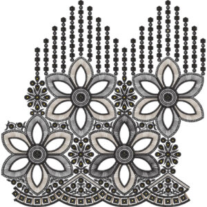 Beaded Floral Cascade Lace Embroidery Border Design