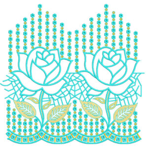 Elegant Lotus Floral Lace with Beaded Vertical Cascade Border Design