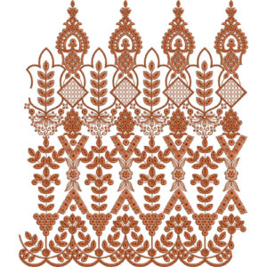 Ornamental Floral Leaf Lace Border Embroidery Design