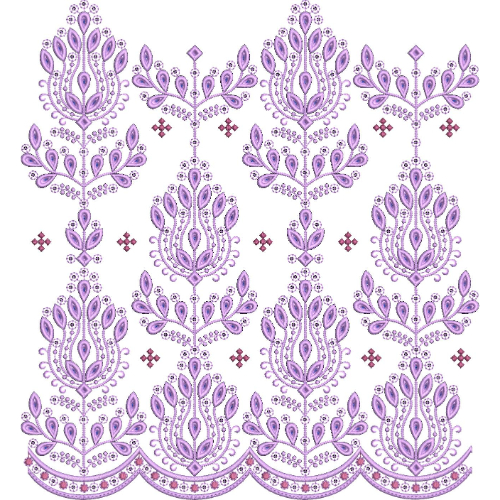 Delicate Paisley Vine Lace Border Embroidery Design