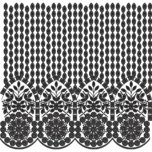Beaded Vertical Drop Lace with Floral Scalloped Border Embroidery Design