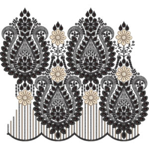 Paisley Floral Drop Lace Border Embroidery Design
