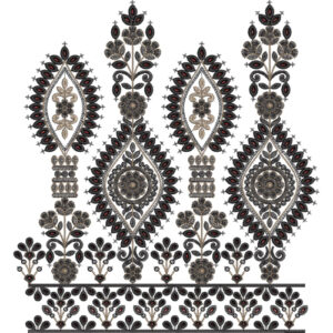Ornamental Medallion and Paisley Lace Border Embroidery Design
