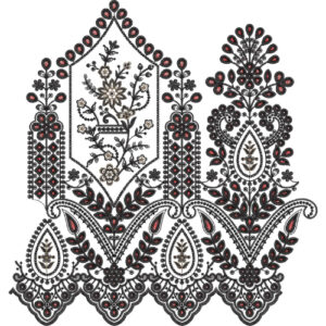 Ornamental Floral and Paisley Scalloped Lace Embroidery Design