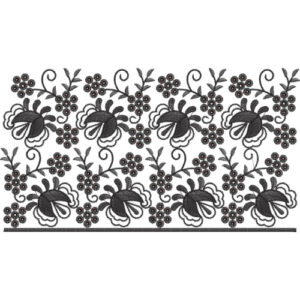 Continuous Floral Vine Lace Embroidery Border Design