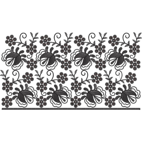 Continuous Floral Vine Lace Embroidery Border Design