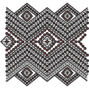 Bold Geometric Diamond Lace Embroidery Design with Chevron Structure