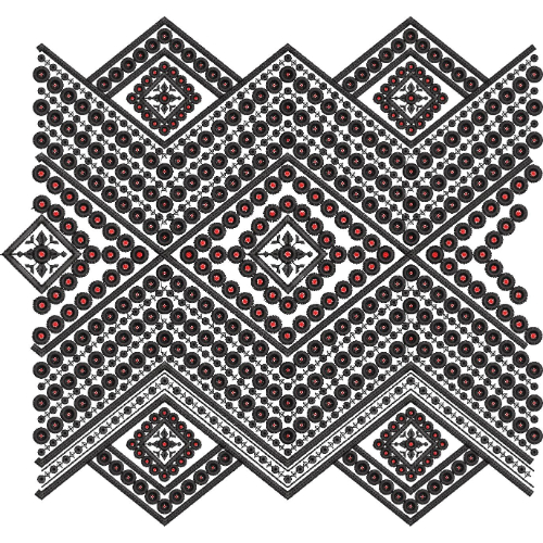 Bold Geometric Diamond Lace Embroidery Design with Chevron Structure