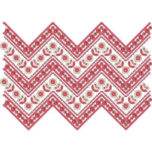 Decorative Chevron Floral Lace Embroidery Border with Beaded Accents
