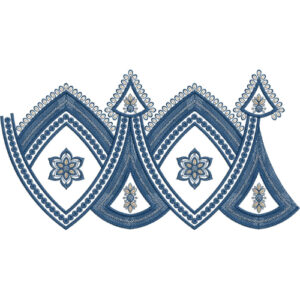 Layered Chevron Floral Lace Embroidery Border with Diamond Motifs