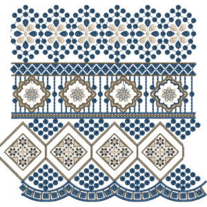 Ornamental Multi-Panel Geometric Floral Lace Embroidery Border