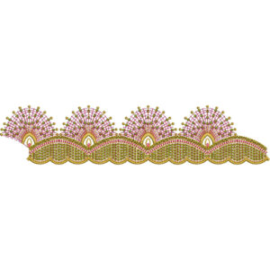 Radiating Fan Motif Lace Embroidery Border with Layered Scalloped Edge