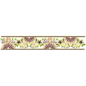 Elegant Floral Vine Lace Embroidery Border with Decorative Beaded Edges