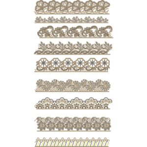 Classic Monotone Floral Lace Embroidery Border Collection with Scalloped Detailing