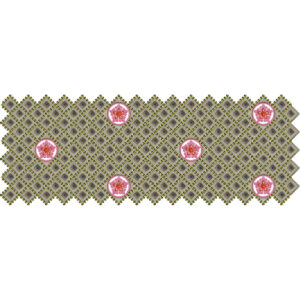 Geometric Diamond Mesh Lace Embroidery Panel with Floral Medallion Accents