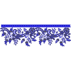 Ornamental Floral Vine Lace Embroidery Border with Decorative Linear Band