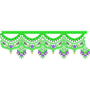 Decorative Scalloped Floral Lace Embroidery Border with Pendant Motifs