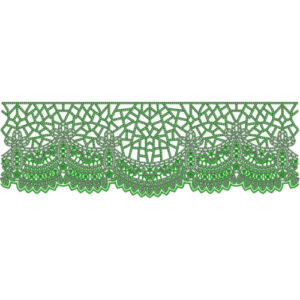 Intricate Geometric Web Lace Embroidery Border with Ornamental Scalloped Edge