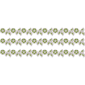 Delicate Mini Floral Lace Embroidery Border with Leaf Pair Detailing
