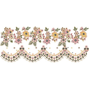 Romantic Floral Scalloped Lace Embroidery Border with Bouquet Detailing