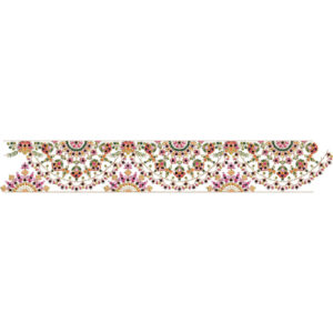 Ornate Multicolor Floral Scalloped Lace Embroidery Border with Draped Garland Detailing