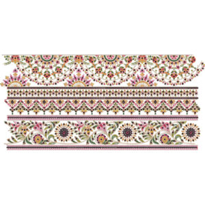 Ornate Multi-Layer Floral Lace Embroidery Border Collection with Garland and Paisley Detailing