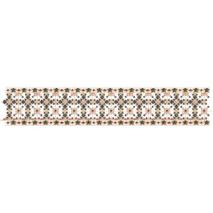 Symmetrical Floral Lattice Lace Embroidery Border with Decorative Edge Bands