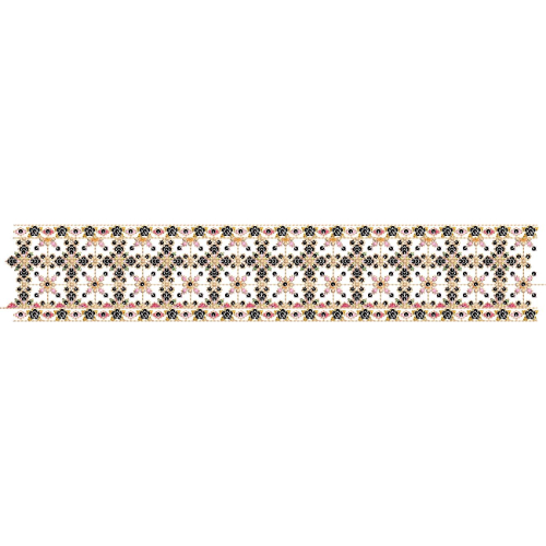 Symmetrical Floral Lattice Lace Embroidery Border with Decorative Edge Bands