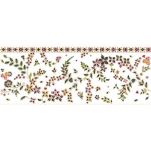 Delicate Botanical Floral Lace Embroidery Border with Decorative Top Trim