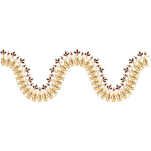 Elegant Wave Scalloped Lace Embroidery Border with Beaded Floral Accents