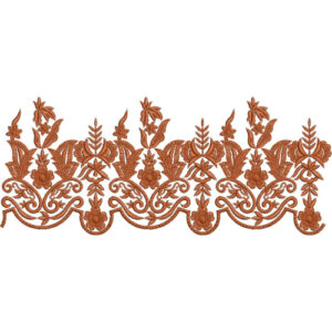 Classic Monotone Floral Lace Embroidery Border with Ornamental Scrollwork