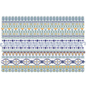 Decorative Multi-Pattern Lace Embroidery Border Collection with Geometric and Floral Bands