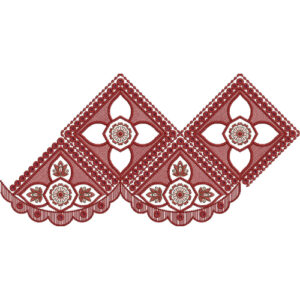 Elegant Floral Diamond Lace Neckline Embroidery Design with Decorative Scalloped Border