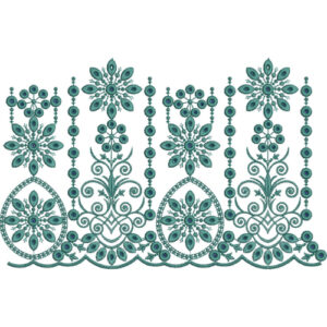 Elegant Floral Lace Embroidery Design with Circular Medallions and Decorative Scroll Motifs