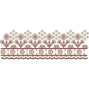 Delicate Floral Lace Embroidery Border with Circular Bud Clusters and Scalloped Edge