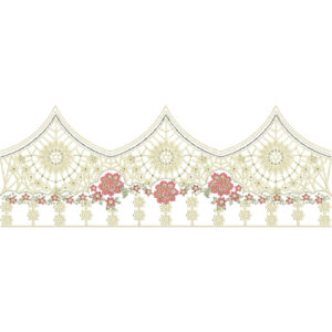 Elegant Floral Lace Embroidery Border with Arch Motifs and Delicate Net Pattern
