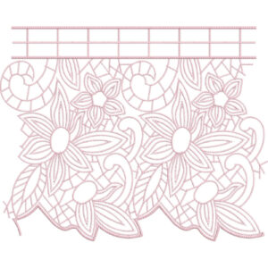 Cutwork Floral Lace Embroidery Border with Openwork Pattern and Scalloped Edge