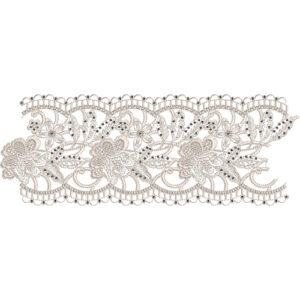Intricate Floral Lace Embroidery Border with Openwork Detailing and Scalloped Edges