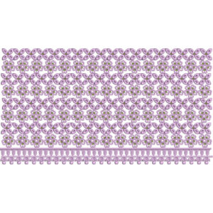 Allover Floral Lace Embroidery Design with Repeating Rosette Pattern and Decorative Border