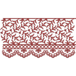 Floral Vine Lace Embroidery Border with Circular Trim and Scalloped Edge