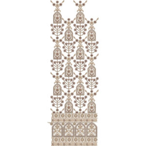 Intricate Mughal Sherwani Embroidery Design with Floral Buta Vines and Ornamental Mehrab Border