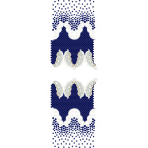 Elegant Scalloped Lace Embroidery Design with Butterfly Motifs and Gradient Dot Detailing