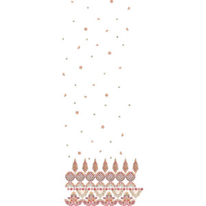 Decorative Lace Panel Embroidery with Scattered Motifs and Ornamental Border Detailing